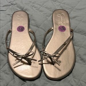 Jessica Simpson Gold Women's Sandals with Bow size 8.5